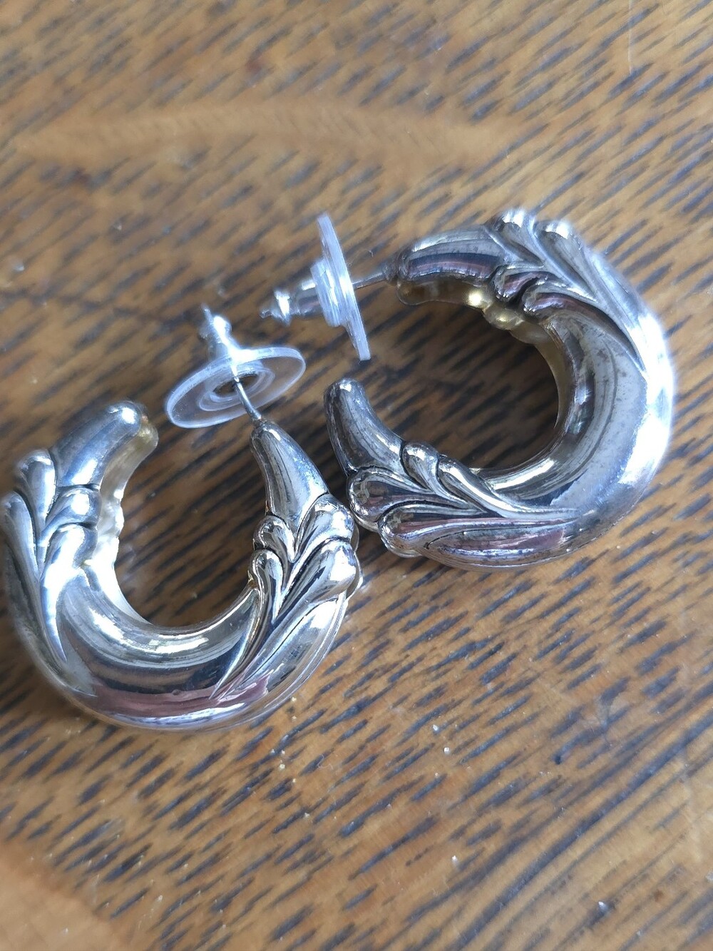 Silver-Tone Floral Hoop Earrings - Women Jewelry